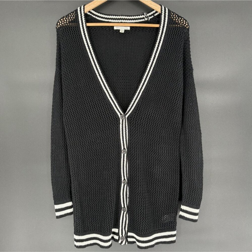 American Eagle Outfitters Women's Preppy Knit Button-Up Cardigan Sweater S Black